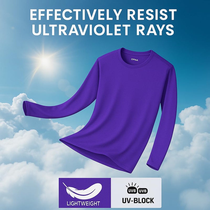 Opna Men's Long Sleeve Moisture Wicking Athletic Shirts Purple-M - Image 3